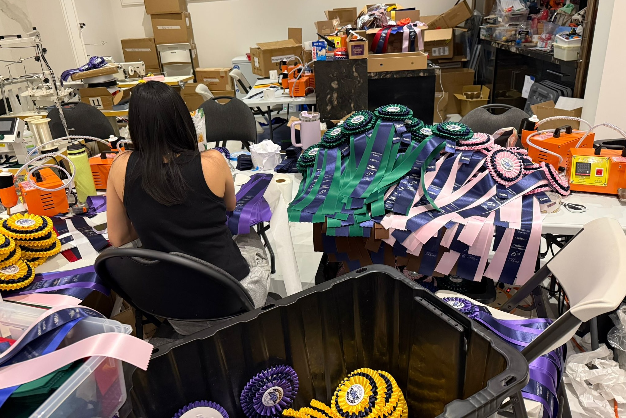 Rosette Makers team working through the night on their first order